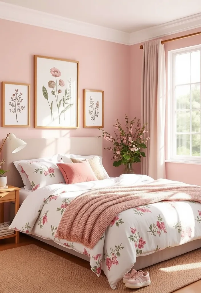 21 Dusty Pink Bedroom Ideas That Will Make You Swoon! - 21. Dusty Pink Outdoor-Inspired Decor