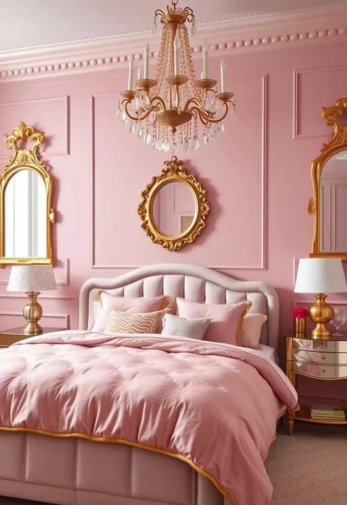 21 Dusty Pink Bedroom Ideas That Will Make You Swoon! - 4. Dusty Pink and Gold Accents