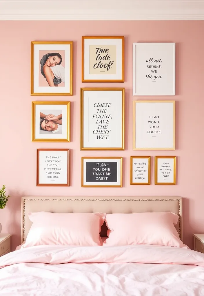 21 Dusty Pink Bedroom Ideas That Will Make You Swoon! - 7. Dusty Pink Gallery Wall
