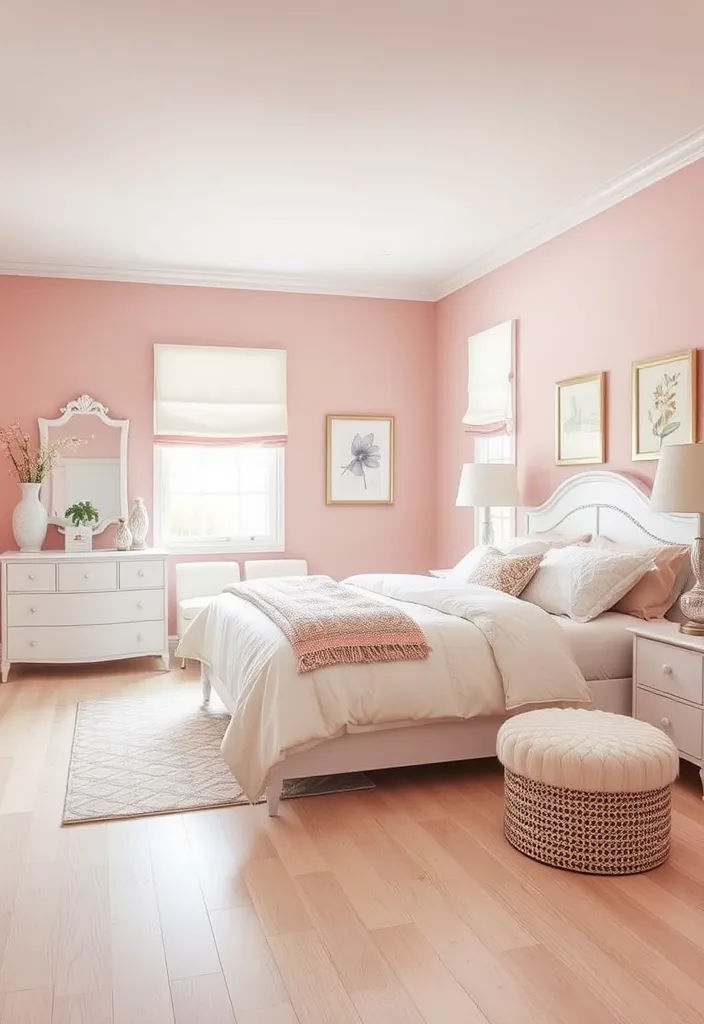 21 Dusty Pink Bedroom Ideas That Will Make You Swoon! - 9. Dusty Pink and White Palette