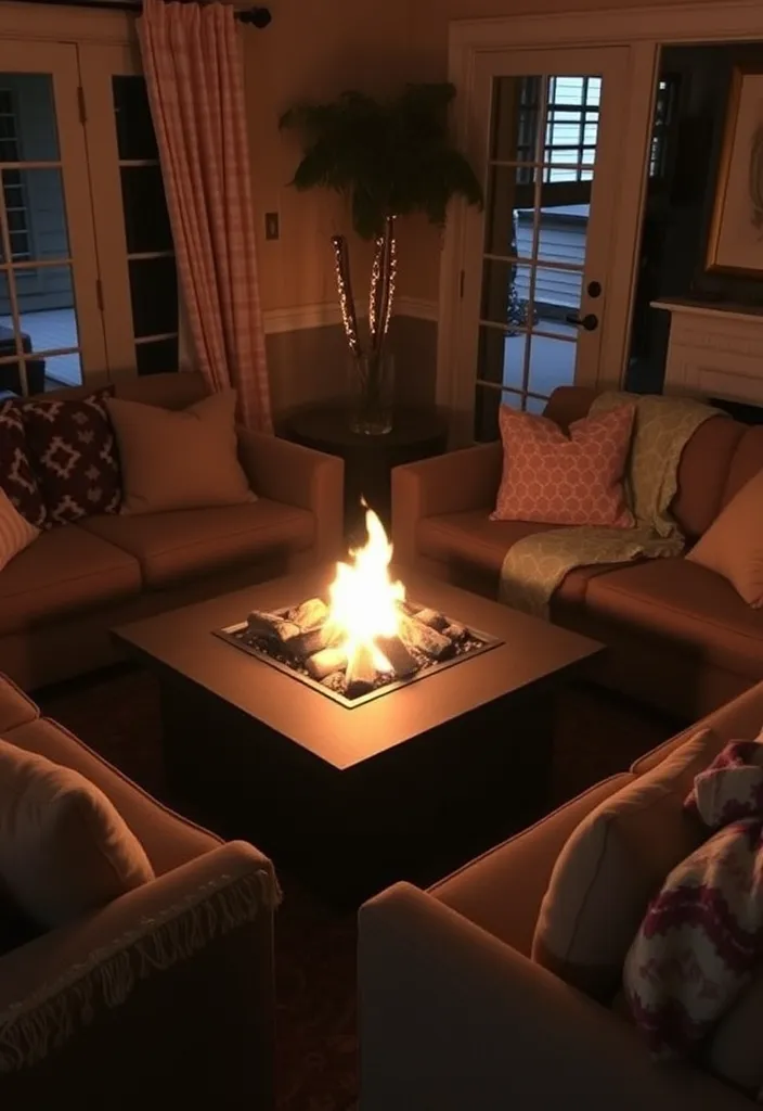 21 Minecraft Living Room Ideas That'll Transform Your Space into a Gamer's Paradise! - 16. Cozy Fire Pit Corner