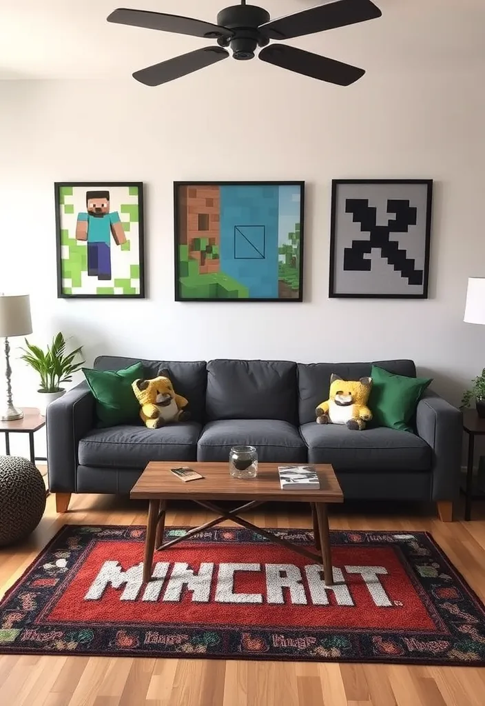 21 Minecraft Living Room Ideas That'll Transform Your Space into a Gamer's Paradise! - 19. Personalized Minecraft Decor
