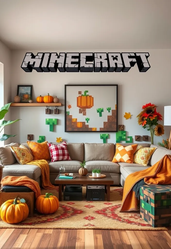 21 Minecraft Living Room Ideas That'll Transform Your Space into a Gamer's Paradise! - 21. Seasonal Minecraft Decor