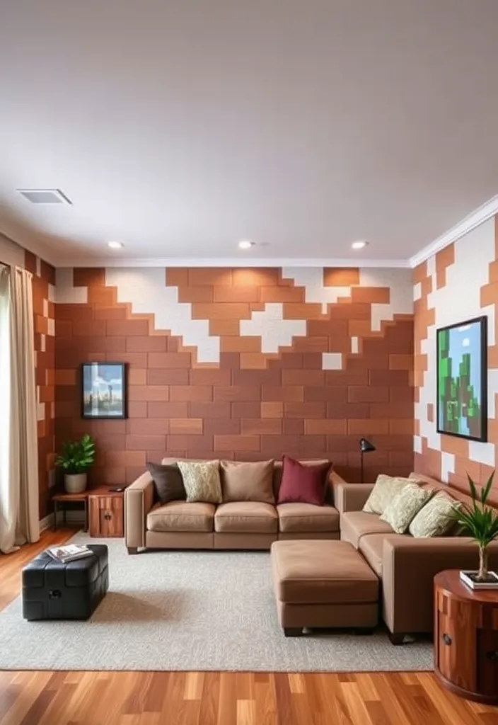 21 Minecraft Living Room Ideas That'll Transform Your Space into a Gamer's Paradise! - 7. DIY Blocky Wall Panels