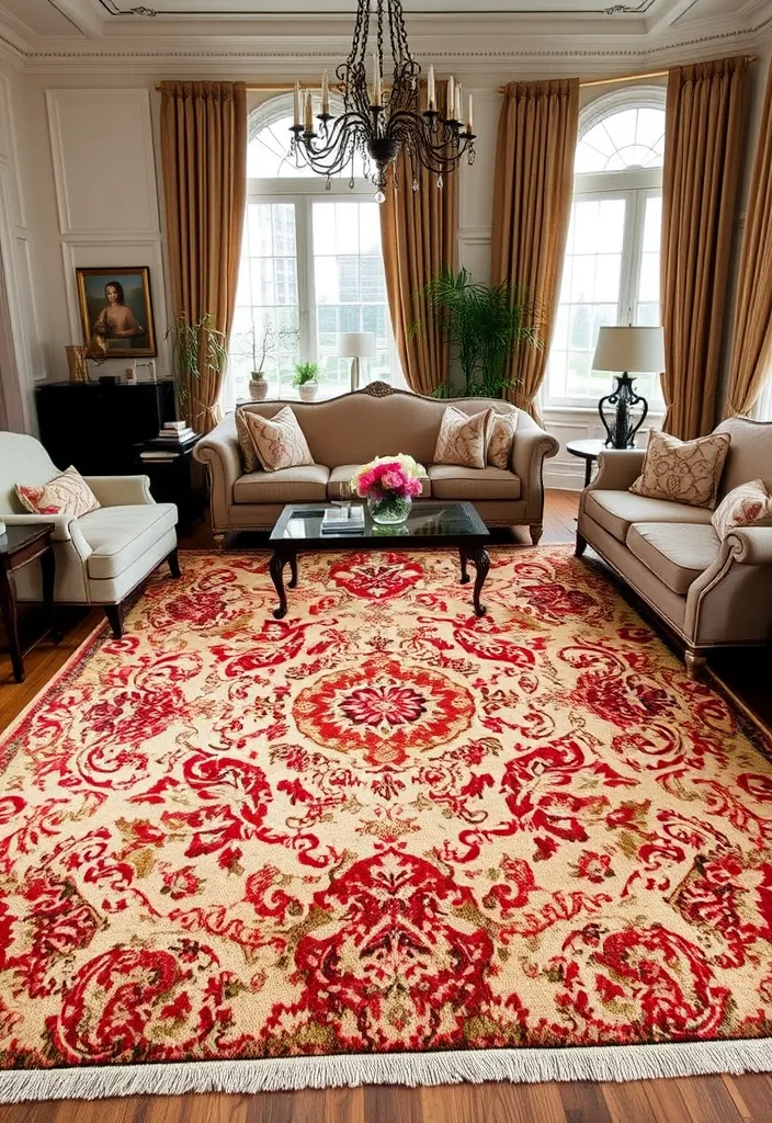 21 Old Money Living Room Ideas That Will Elevate Your Space to Luxury! - 9. Luxurious Area Rugs