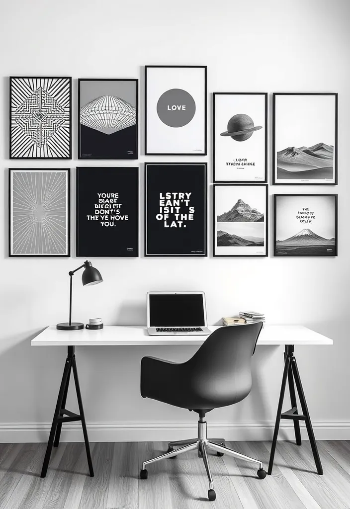 21 Poster Wall Aesthetic Ideas That'll Transform Your Space Instantly! - 1. Minimalist Black and White