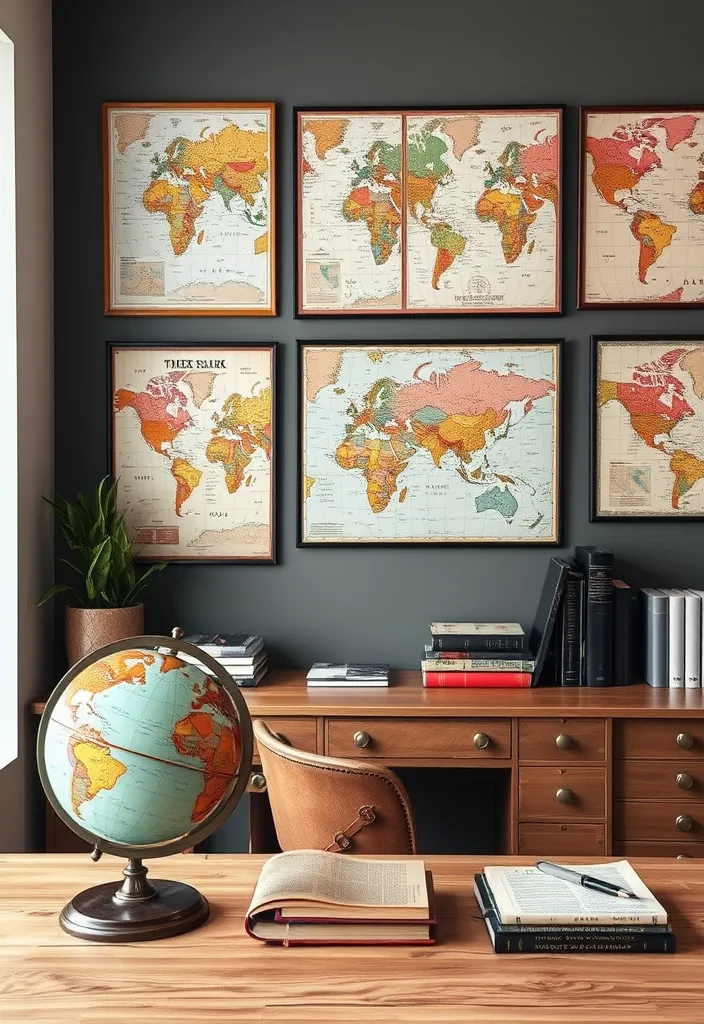 21 Poster Wall Aesthetic Ideas That'll Transform Your Space Instantly! - 17. Artistic Maps
