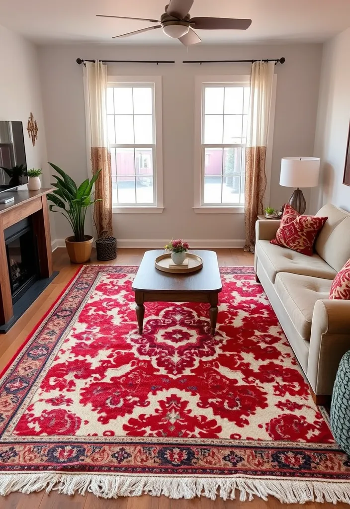 21 Small Western Living Room Ideas You’ll Want to Steal Right Now! - 13. Install a Statement Rug