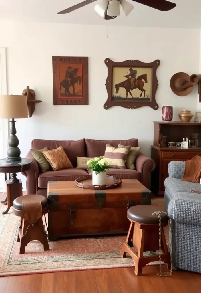 21 Small Western Living Room Ideas You’ll Want to Steal Right Now! - 2. Incorporate Vintage Finds