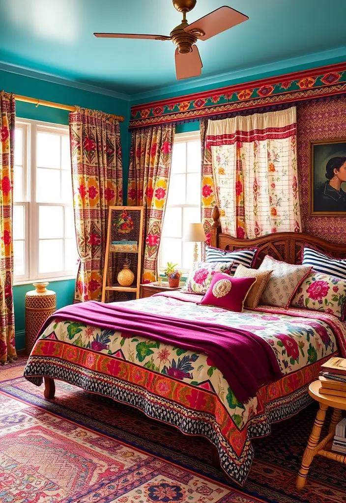 22 Boho Chic Bedroom Ideas That'll Make You Feel Like You're in a Dream! - 15. Playful Patterns and Prints