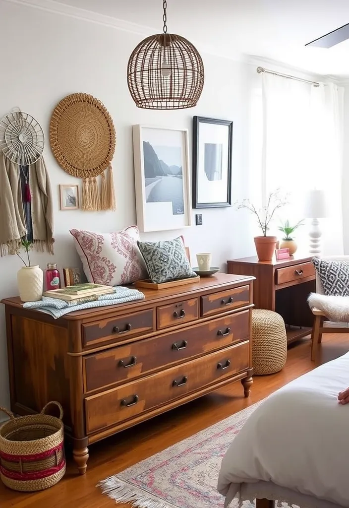 22 Boho Chic Bedroom Ideas That'll Make You Feel Like You're in a Dream! - 21. Mix Vintage and Modern Elements