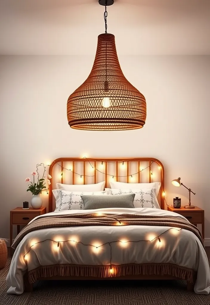 22 Boho Chic Bedroom Ideas That'll Make You Feel Like You're in a Dream! - 3. Statement Lighting Fixtures