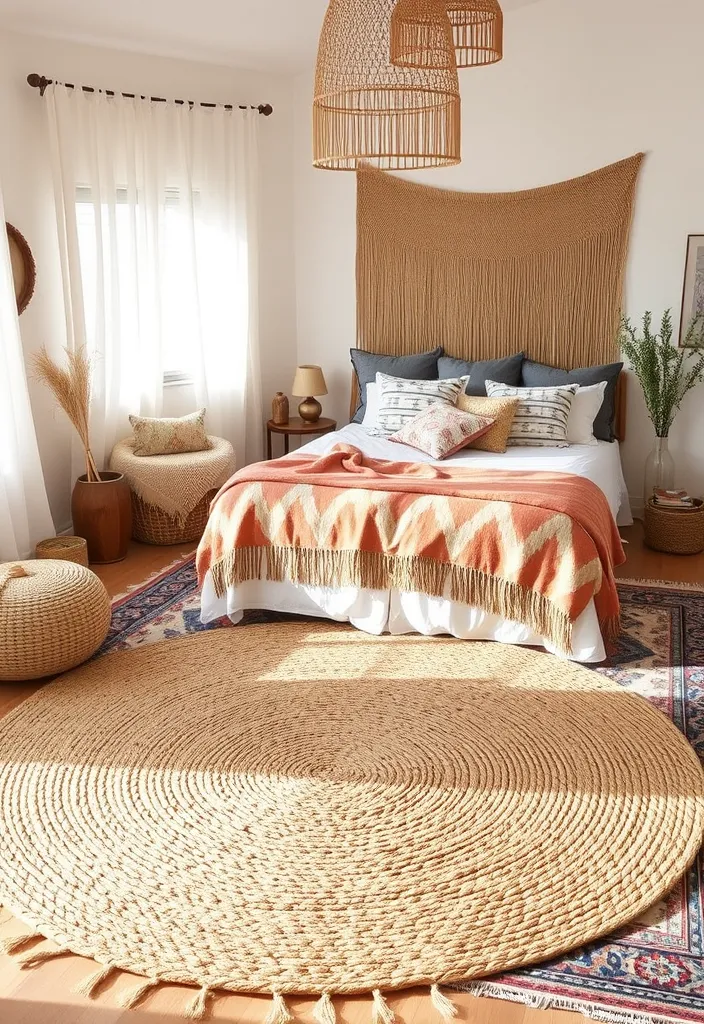 22 Boho Chic Bedroom Ideas That'll Make You Feel Like You're in a Dream! - 6. Soft, Natural Rugs