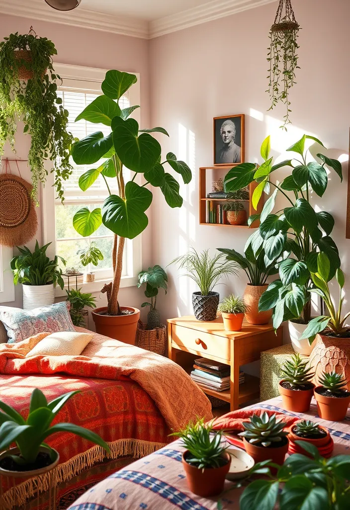 22 Boho Chic Bedroom Ideas That'll Make You Feel Like You're in a Dream! - 7. Indoor Plants for Fresh Air