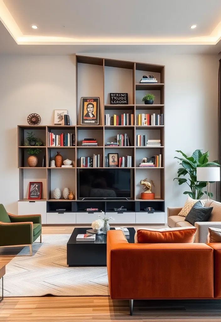 22 Bookshelves in Living Room Ideas That'll Transform Your Space Instantly! - 18. Statement Piece