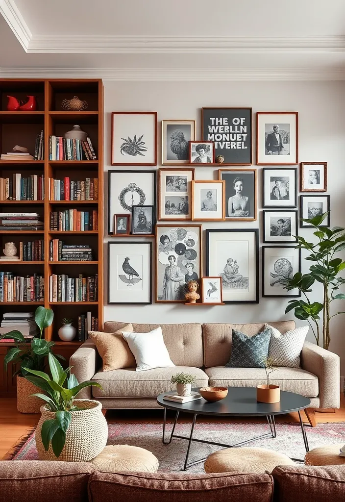 22 Bookshelves in Living Room Ideas That'll Transform Your Space Instantly! - 3. The Gallery Wall Bookshelf