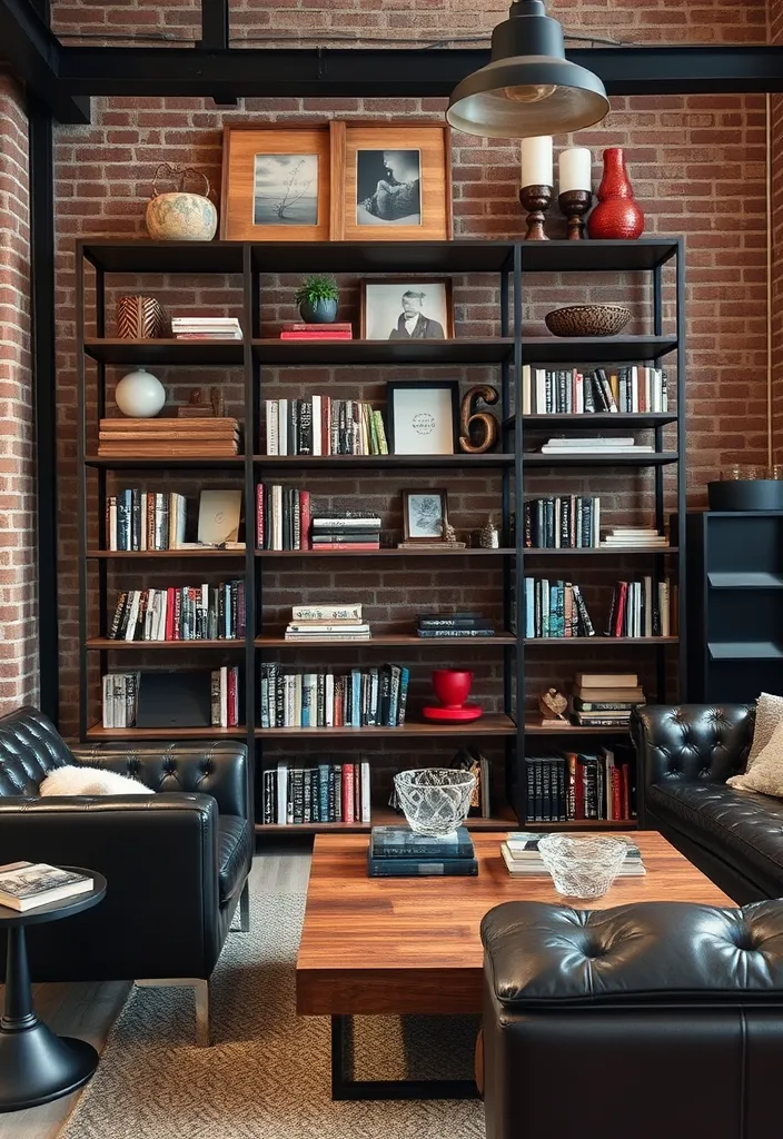 22 Bookshelves in Living Room Ideas That'll Transform Your Space Instantly! - 9. Industrial Edge
