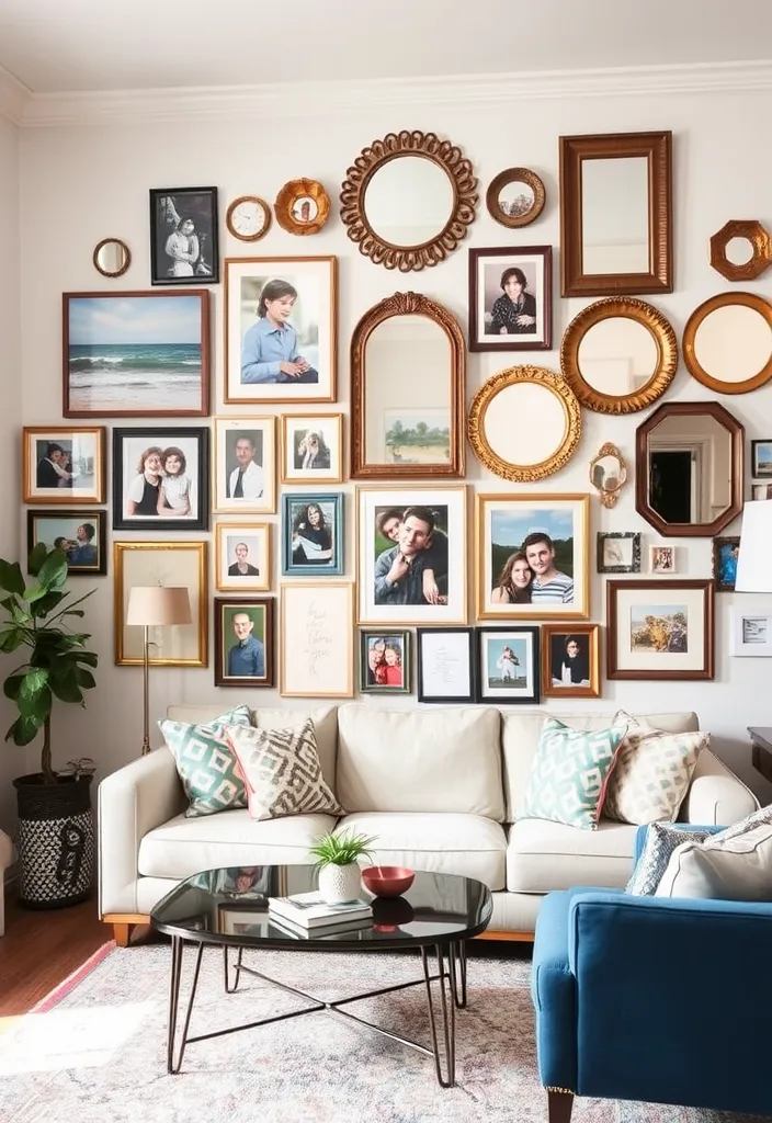 22 Cozy Cottage Living Room Ideas That'll Make You Feel Right at Home! - 10. Create a Gallery Wall