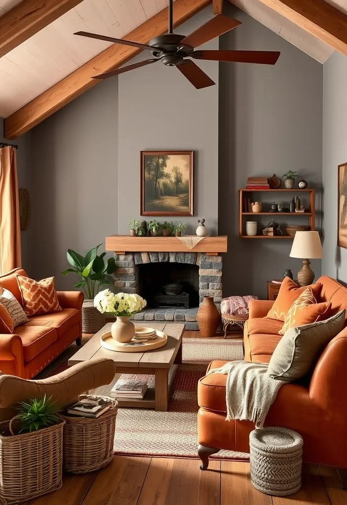 22 Cozy Cottage Living Room Ideas That'll Make You Feel Right at Home! - 16. Warmth from Earthy Tones