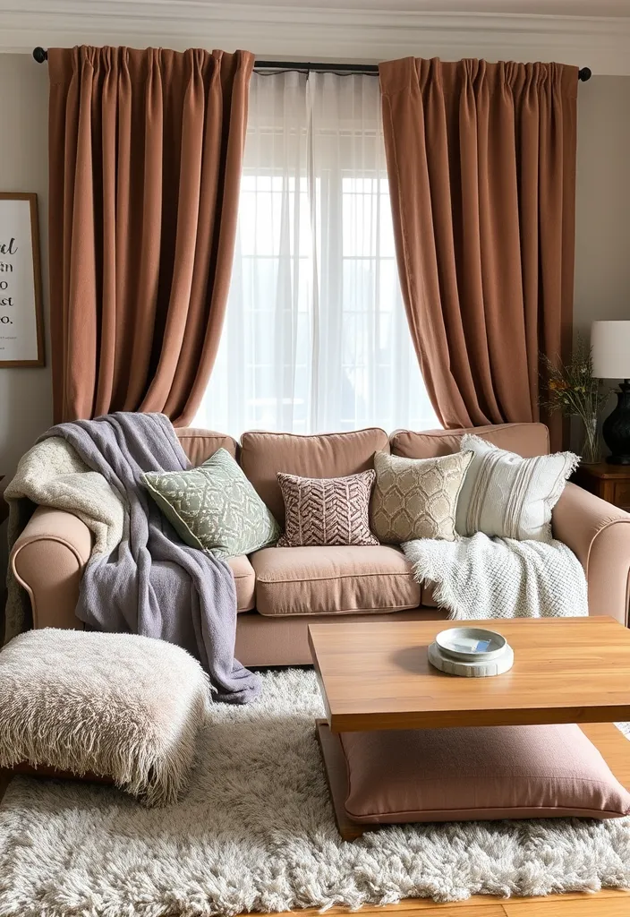 22 Cozy Cottage Living Room Ideas That'll Make You Feel Right at Home! - 5. Incorporate Cozy Fabrics