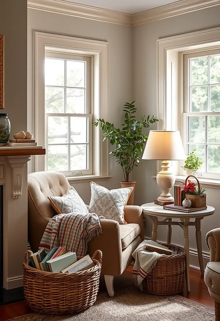 22 Cozy Cottage Living Room Ideas That'll Make You Feel Right at Home! - 6. Create a Reading Nook