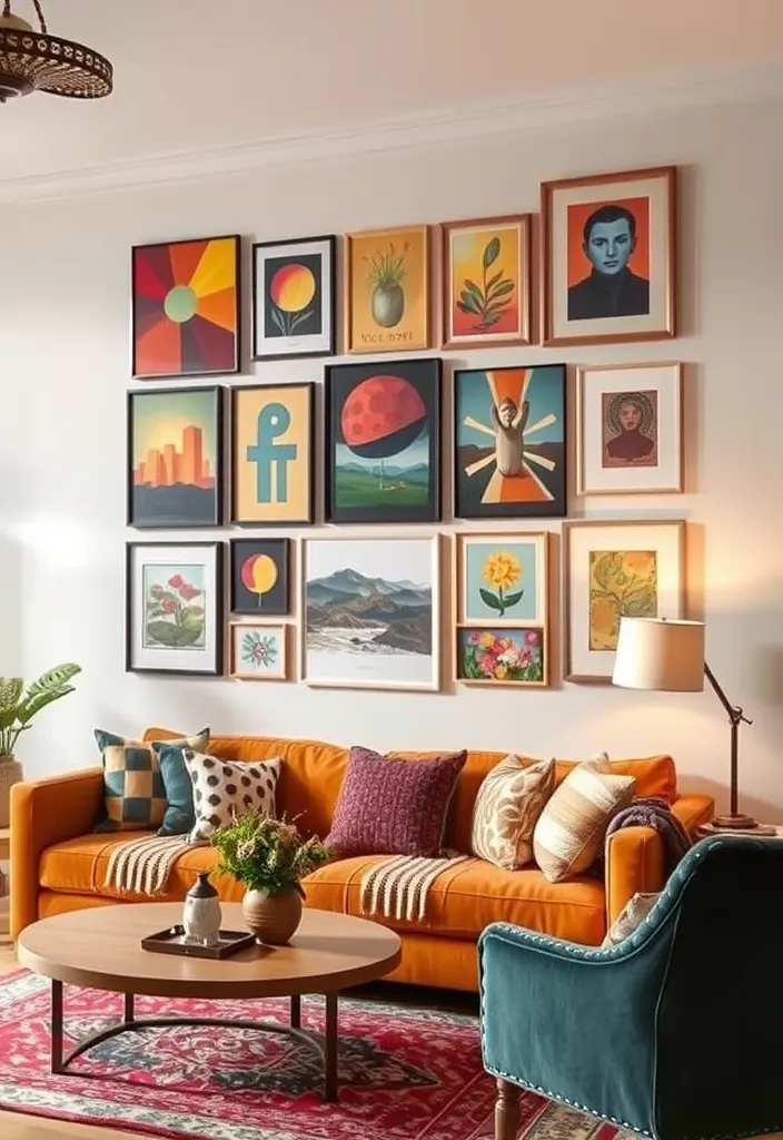22 Cozy Traditional Living Room Ideas That'll Make You Want to Curl Up with a Book! - 14. Artistic Wall Decor