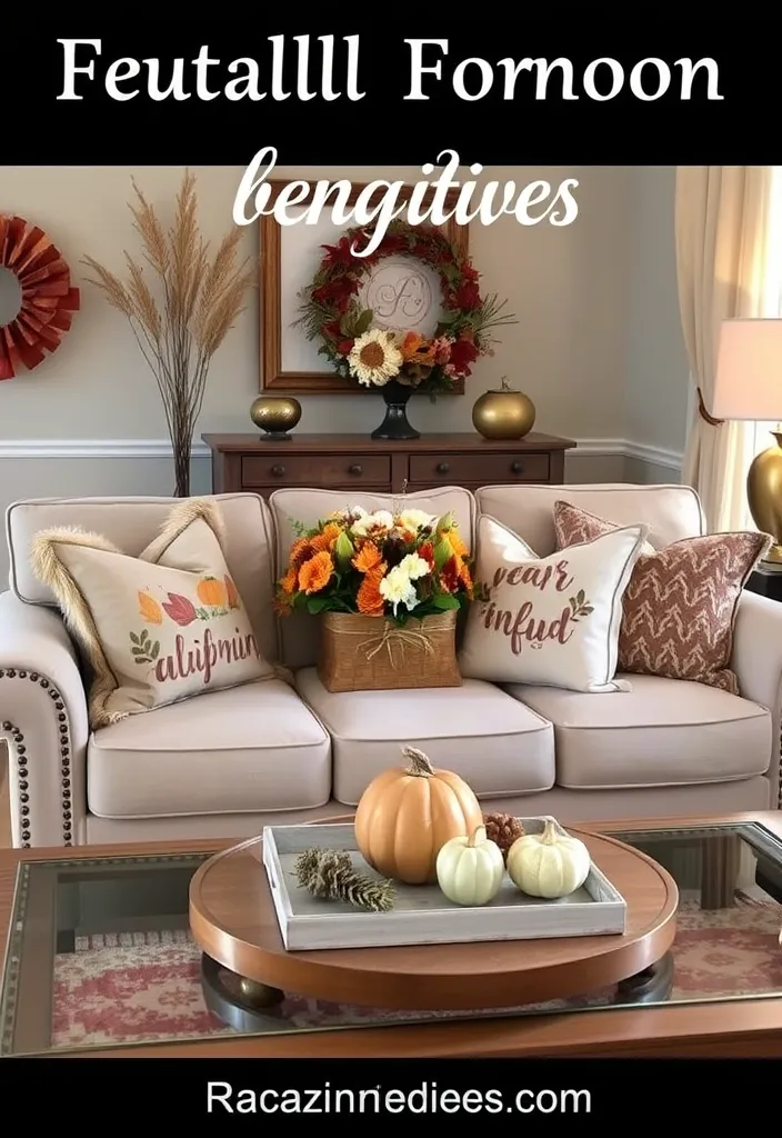 22 Cozy Traditional Living Room Ideas That'll Make You Want to Curl Up with a Book! - 22. Seasonal Decor