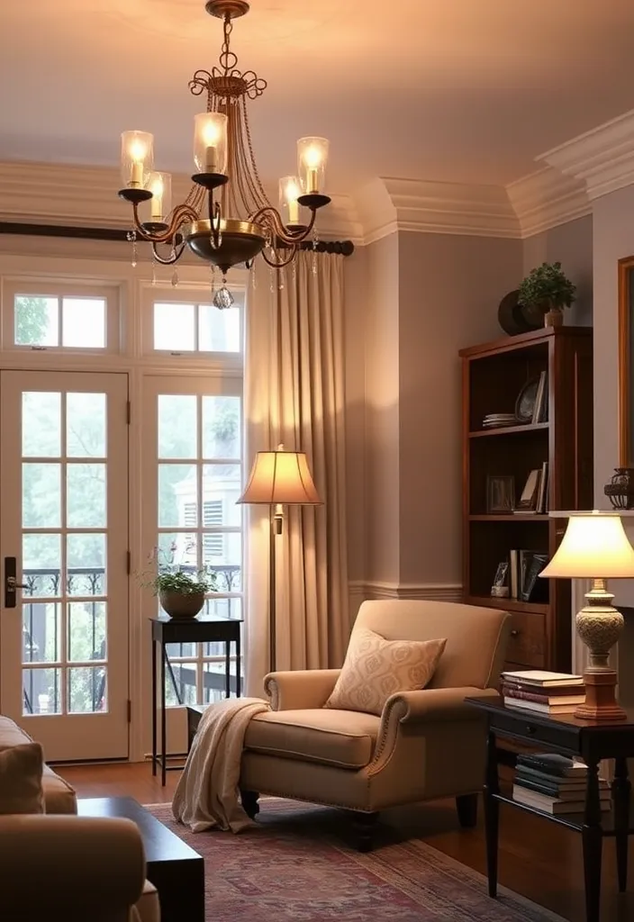 22 Cozy Traditional Living Room Ideas That'll Make You Want to Curl Up with a Book! - 4. Layered Lighting