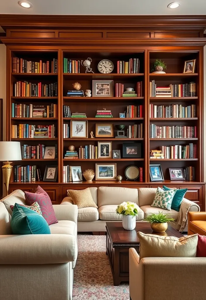 22 Cozy Traditional Living Room Ideas That'll Make You Want to Curl Up with a Book! - 8. Bookshelves as Focal Points