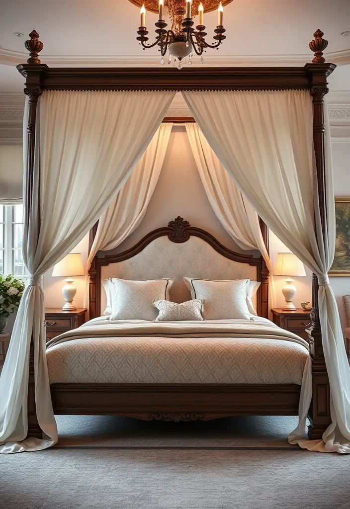 22 Modern Cool Beds Ideas That Will Transform Your Sleep Space into a Dream Retreat! - 16. Elegant Four-Poster Beds