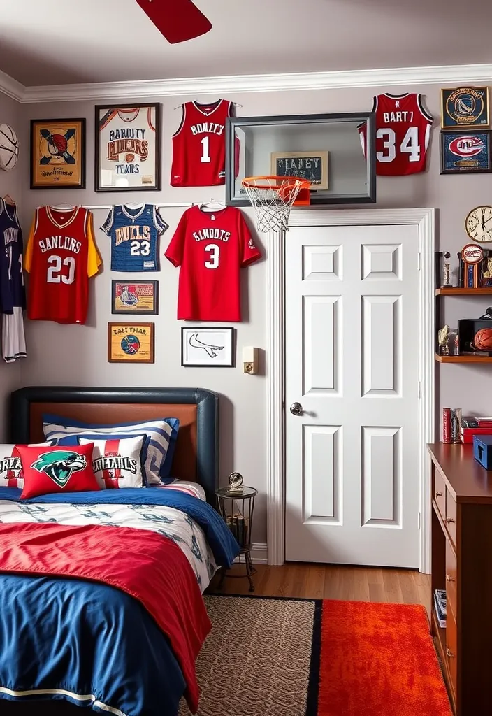 22 Modern Teen Boy Bedroom Ideas That'll Make Him Want to Stay Home! - 2. Sports Fanatic’s Paradise