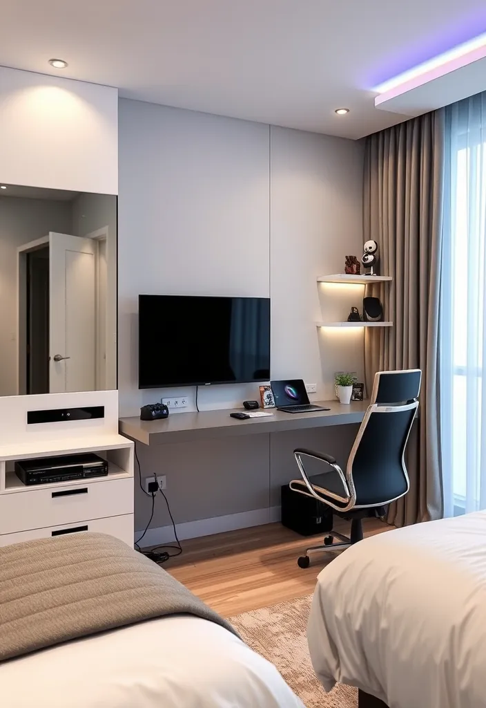 22 Modern Teen Boy Bedroom Ideas That'll Make Him Want to Stay Home! - 8. Tech-Savvy Space
