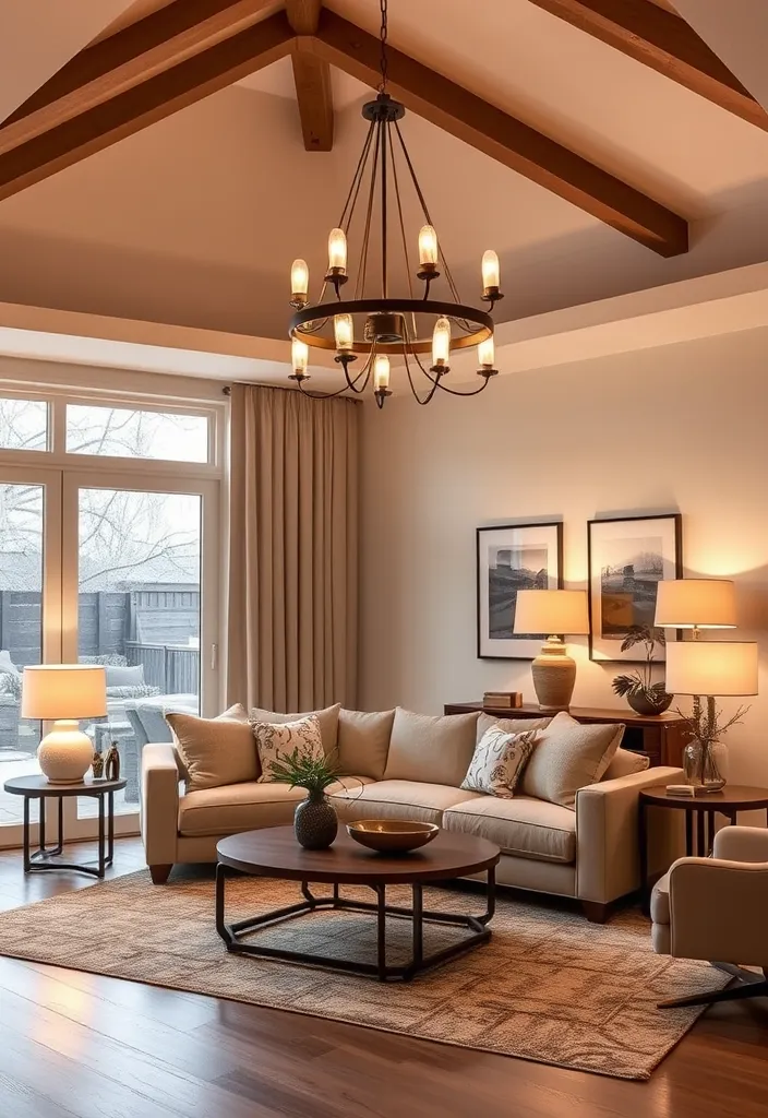 22 Modern Western Living Room Ideas That'll Make You Want to Redecorate Immediately! - 10. Layered Lighting
