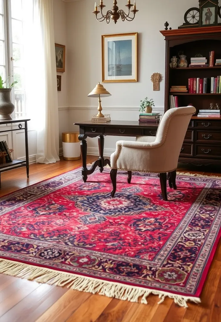 22 Old Money Office Ideas That'll Make You Feel Like a Millionaire! - 13. Traditional Rugs
