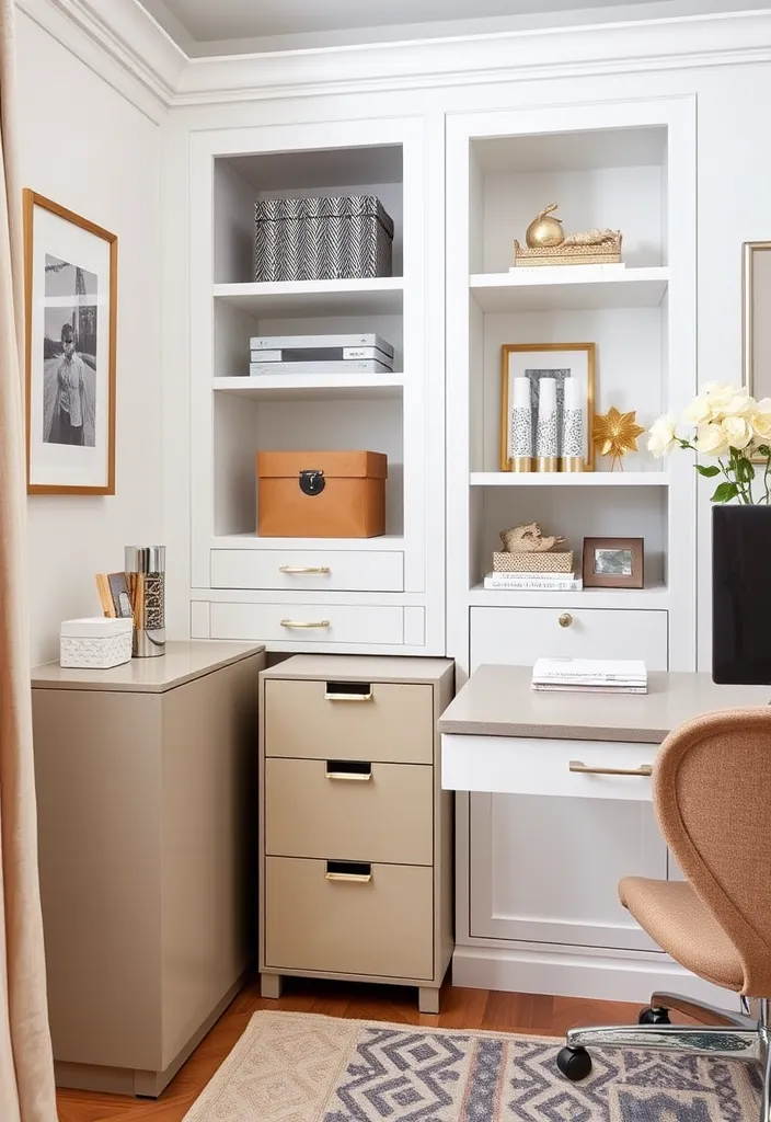 22 Old Money Office Ideas That'll Make You Feel Like a Millionaire! - 16. Chic Storage Solutions