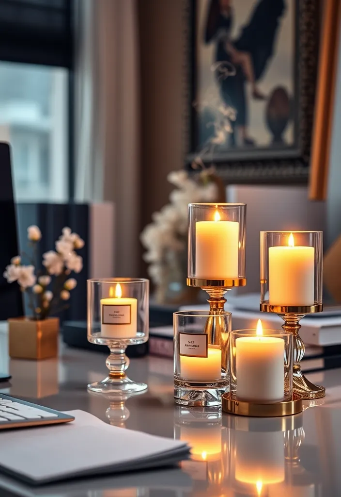22 Old Money Office Ideas That'll Make You Feel Like a Millionaire! - 19. Luxurious Scented Candles