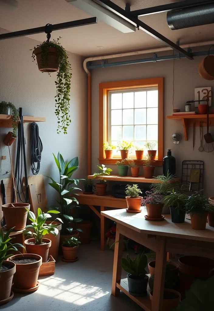 22 Space-Saving Garage Workshop Layout Ideas That Maximize Every Inch! - 12. Incorporate Natural Elements