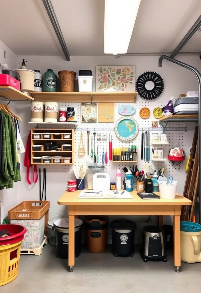 22 Space-Saving Garage Workshop Layout Ideas That Maximize Every Inch! - 20. Dedicated Crafting Zone