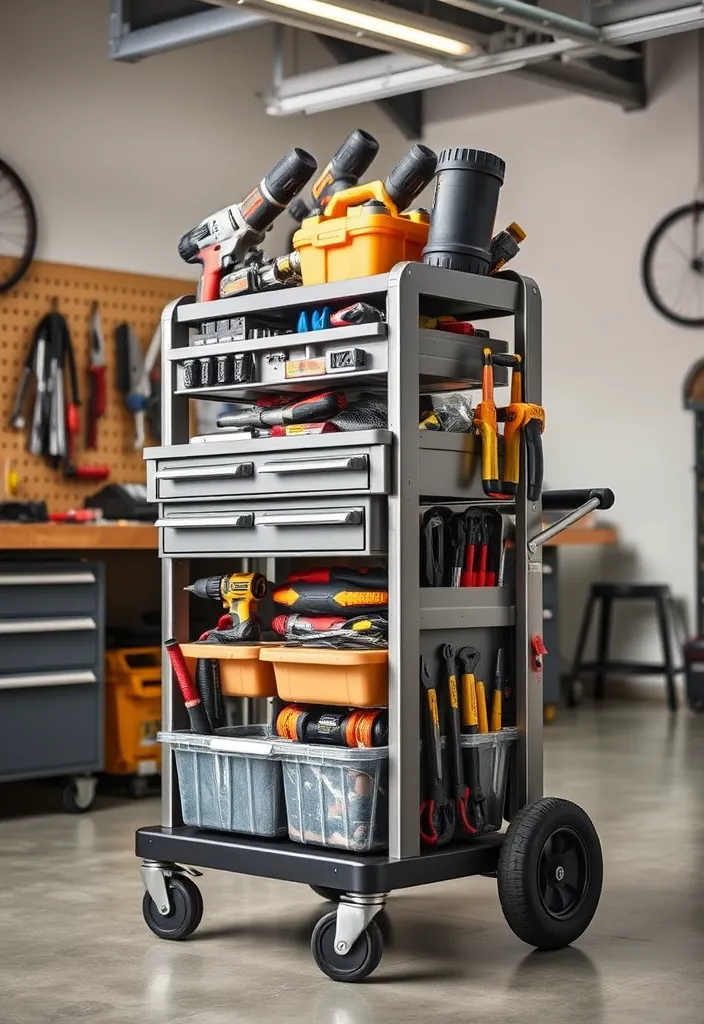 22 Space-Saving Garage Workshop Layout Ideas That Maximize Every Inch! - 4. Rolling Tool Carts