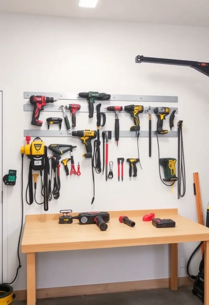 22 Space-Saving Garage Workshop Layout Ideas That Maximize Every Inch! - 7. Wall-Mounted Power Tools
