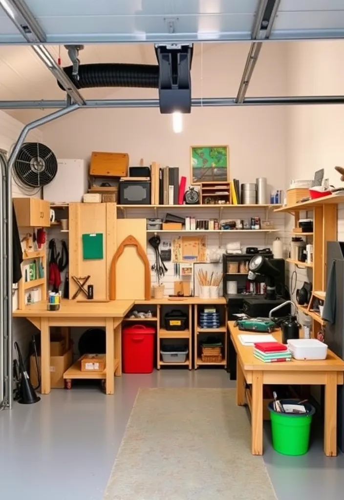 22 Space-Saving Garage Workshop Layout Ideas That Maximize Every Inch! - 9. Creative Work Zones