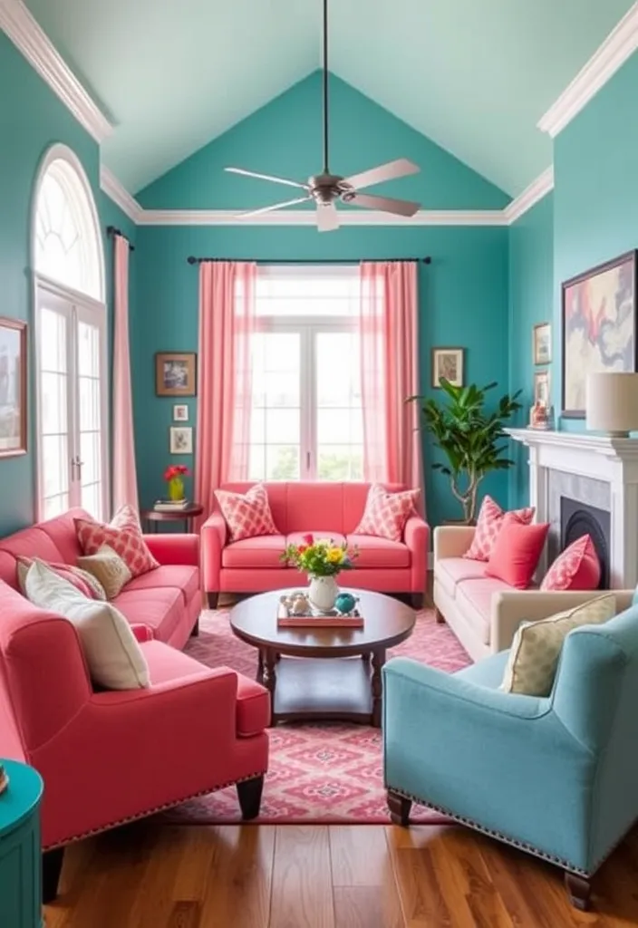 22 Stunning Room Color Combination Ideas That'll Transform Your Home! - 10. Refreshing Teal and Coral