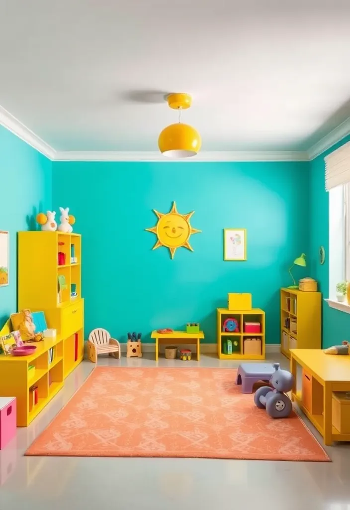 22 Stunning Room Color Combination Ideas That'll Transform Your Home! - 16. Playful Aqua and Yellow