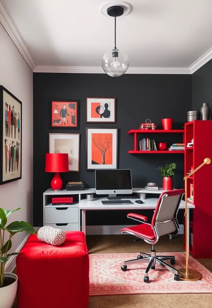 22 Stunning Room Color Combination Ideas That'll Transform Your Home! - 6. Vibrant Red and Charcoal