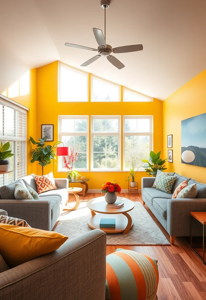 22 Stunning Room Color Combination Ideas That'll Transform Your Home! - 8. Energetic Yellow and Gray