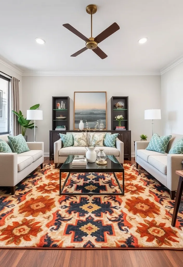 22 Timeless Living Room Ideas That'll Make You Fall in Love Again! - 19. Chic Area Rugs
