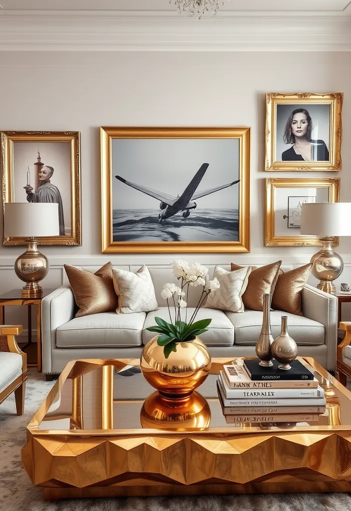 22 Timeless Living Room Ideas That'll Make You Fall in Love Again! - 9. A Touch of Metallics