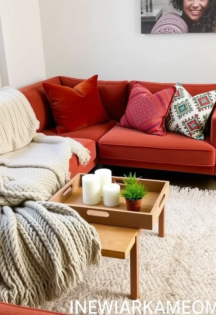 23 Apartment Aesthetic Cozy Living Room Ideas That'll Make You Want to Snuggle In! - 1. Layered Textures for Ultimate Comfort