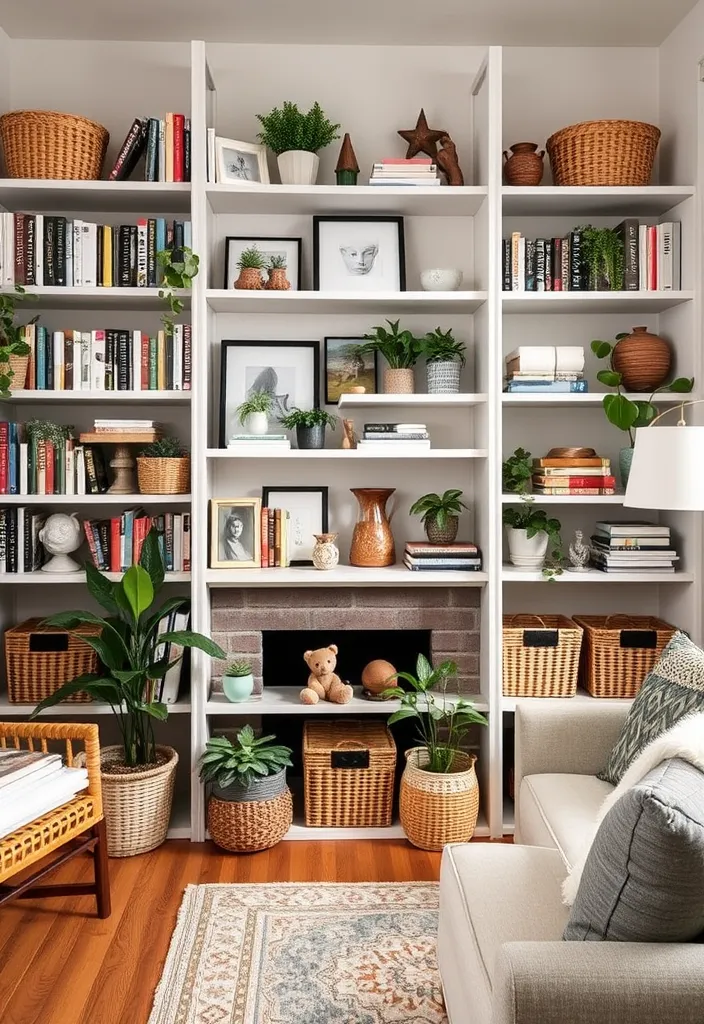 23 Apartment Aesthetic Cozy Living Room Ideas That'll Make You Want to Snuggle In! - 19. Shelving for Style and Storage