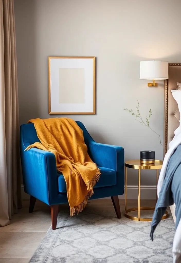 23 Blue and Gold Bedroom Ideas That'll Make You Dream of Sleeping In! - 12. Accent Chair in Blue